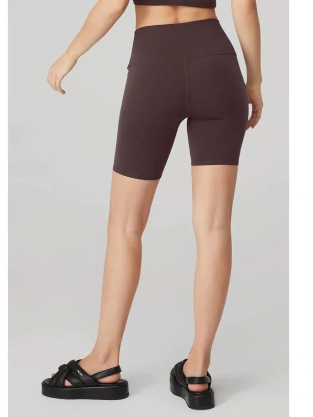 Alo Women's 7” High-Rise Bike Shorts in Raisin